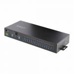 Startech - StarTech.com 16-Port Industrial USB 5Gbps Hub with Power Adapter, Metal Enclosure, Mountable, ESD Protection, Terminal Block Power, USB Charging, Dual-Host Switch - TAA